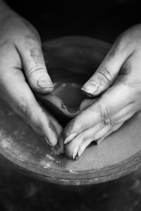 potters hands, potters wheel, pottery, hands, clay, photography, photograph, Phill Wilkinson, art, fine art, colour, black and white, B&W, craft, nails,